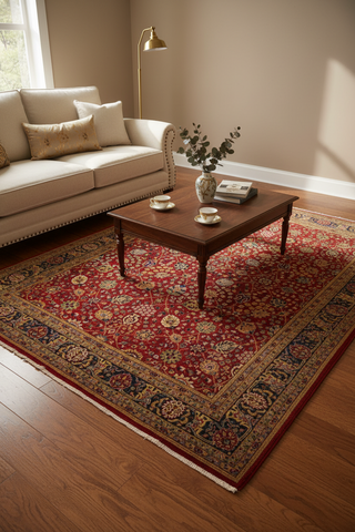 handmade Transitional Design Red Teal Hand Knotted RECTANGLE 100% WOOL area rug 9' x 12'