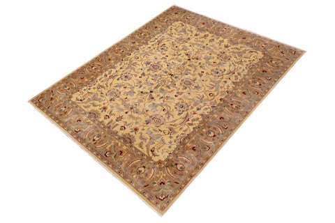 handmade Traditional  Lt. Gold Lt. Brown Hand Knotted RECTANGLE 100% WOOL area rug 9' x 12'