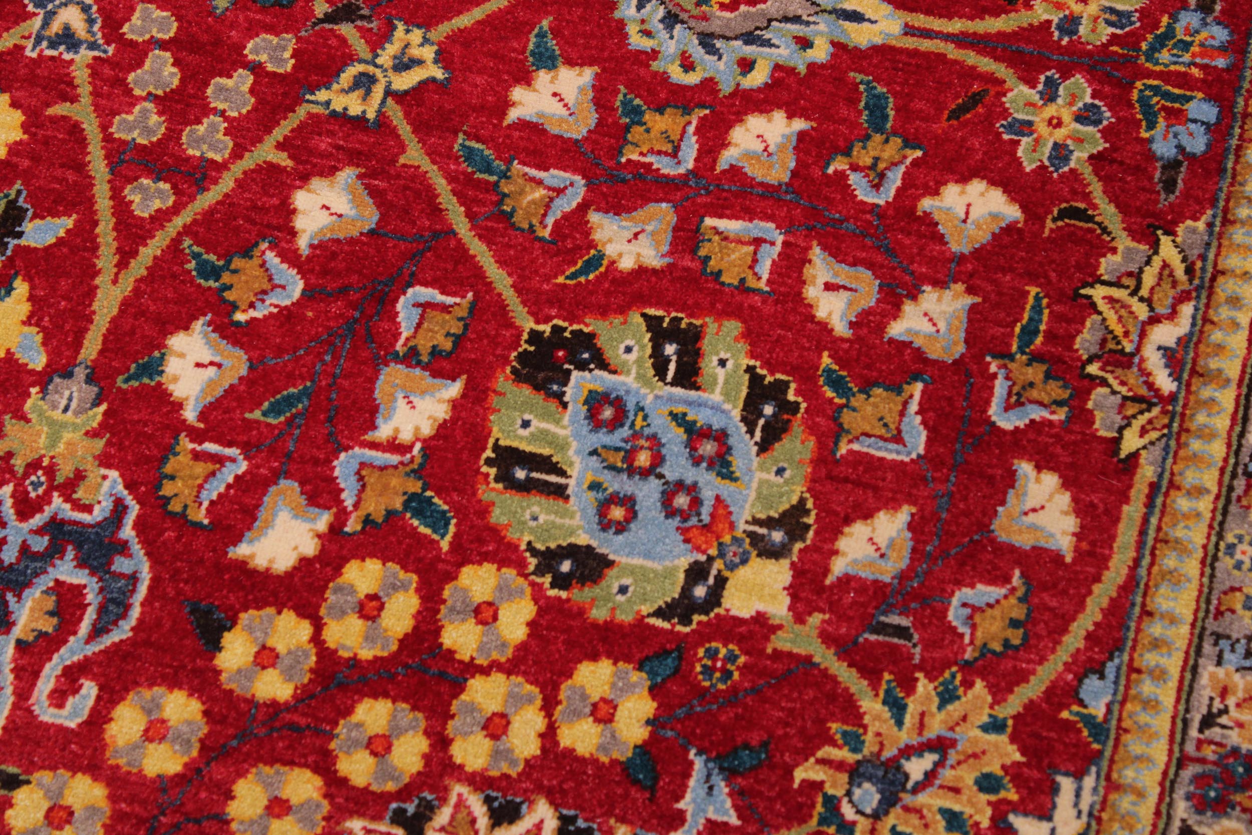 handmade Transitional  Red Teal Blue Hand Knotted RECTANGLE 100% WOOL area rug 9' x 12'