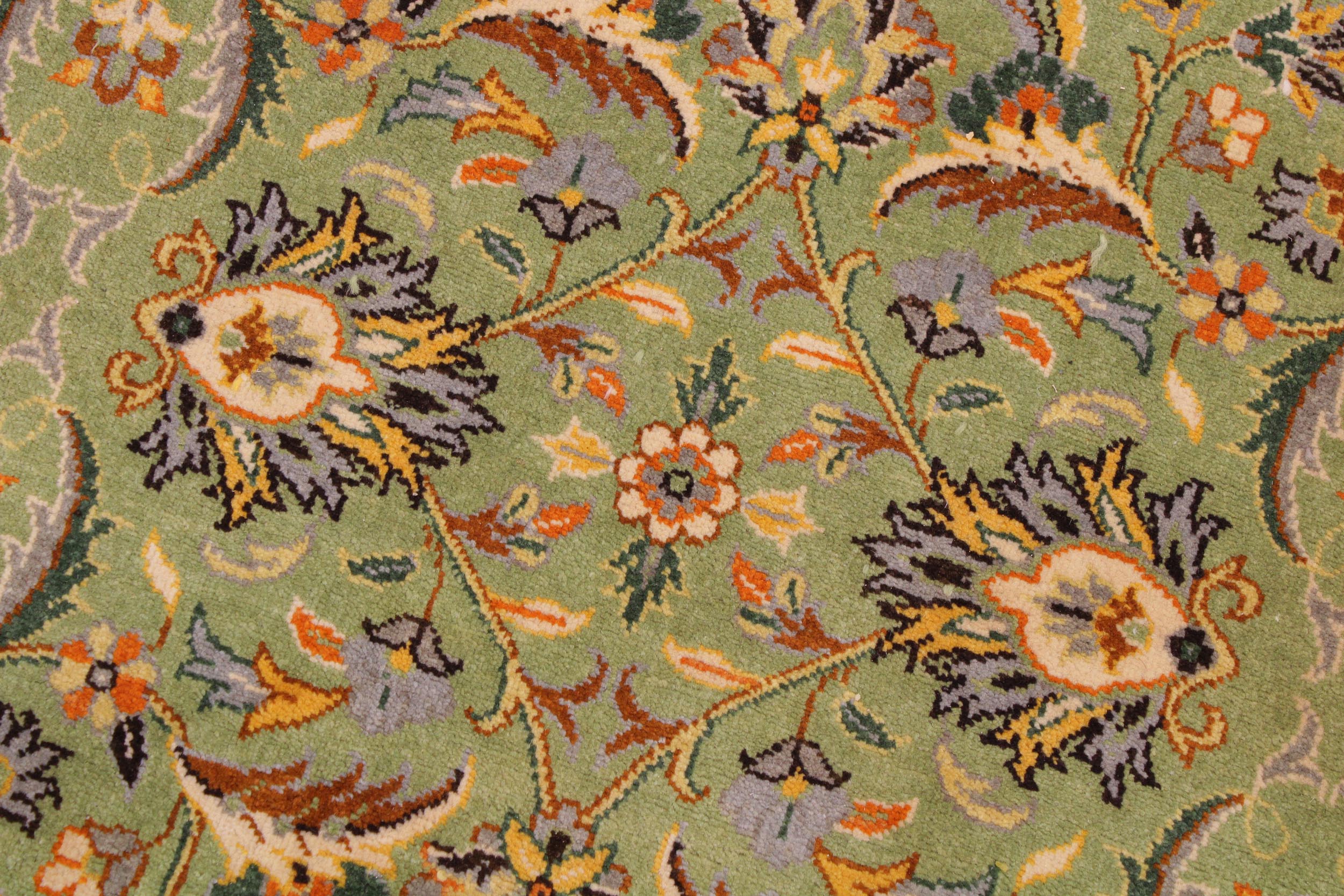 handmade Transitional  Green Lt. Gold Hand Knotted RECTANGLE 100% WOOL area rug 9' x 12'