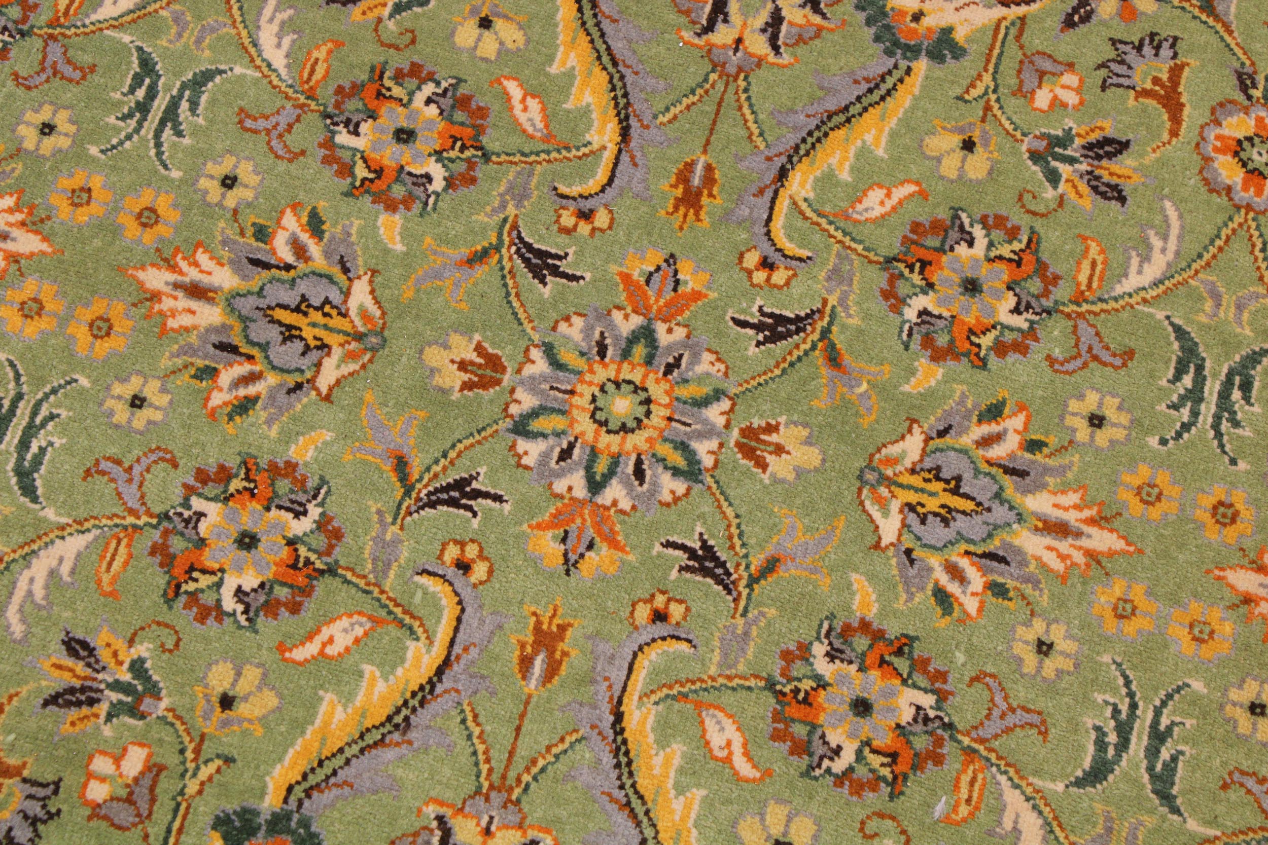 handmade Transitional  Green Lt. Gold Hand Knotted RECTANGLE 100% WOOL area rug 9' x 12'