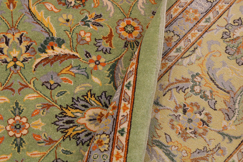 handmade Transitional  Green Lt. Gold Hand Knotted RECTANGLE 100% WOOL area rug 9' x 12'