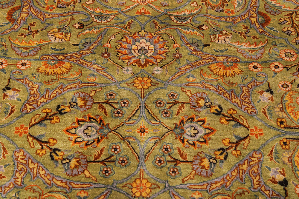 handmade Transitional  Lt. Green Gold Hand Knotted RECTANGLE 100% WOOL area rug 9' x 12'
