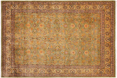 handmade Transitional  Lt. Green Gold Hand Knotted RECTANGLE 100% WOOL area rug 9' x 12'