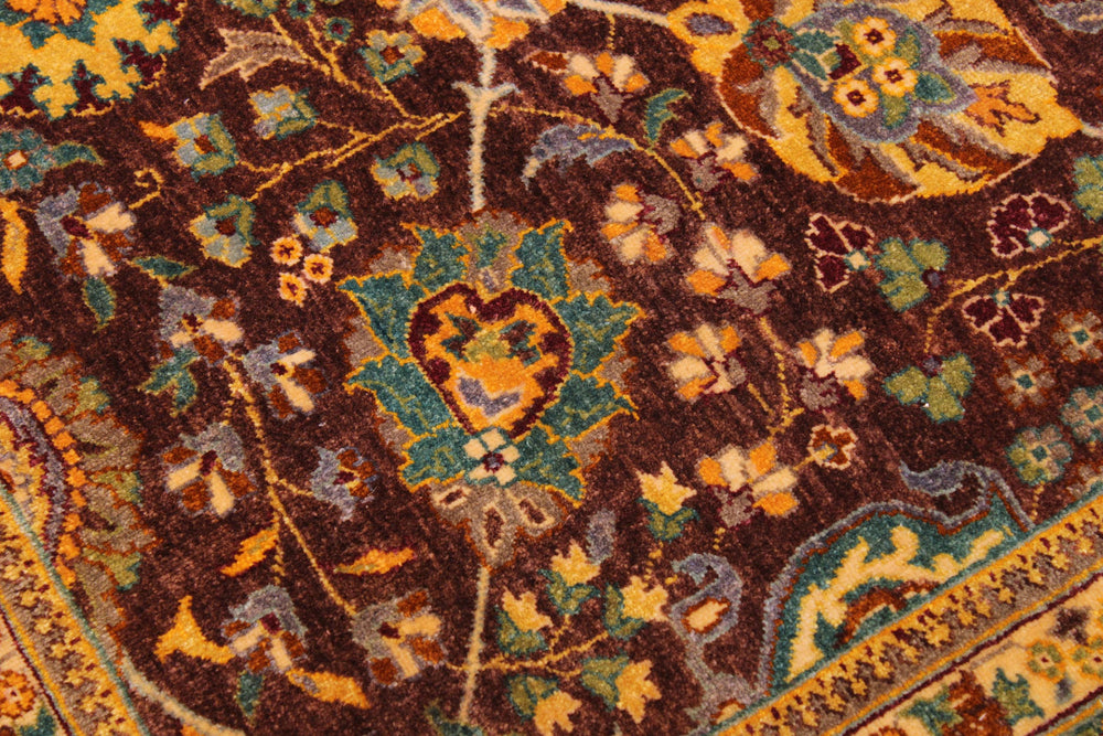 handmade Traditional Design Brown Lt. Green Hand Knotted RECTANGLE 100% WOOL area rug 9' x 12'