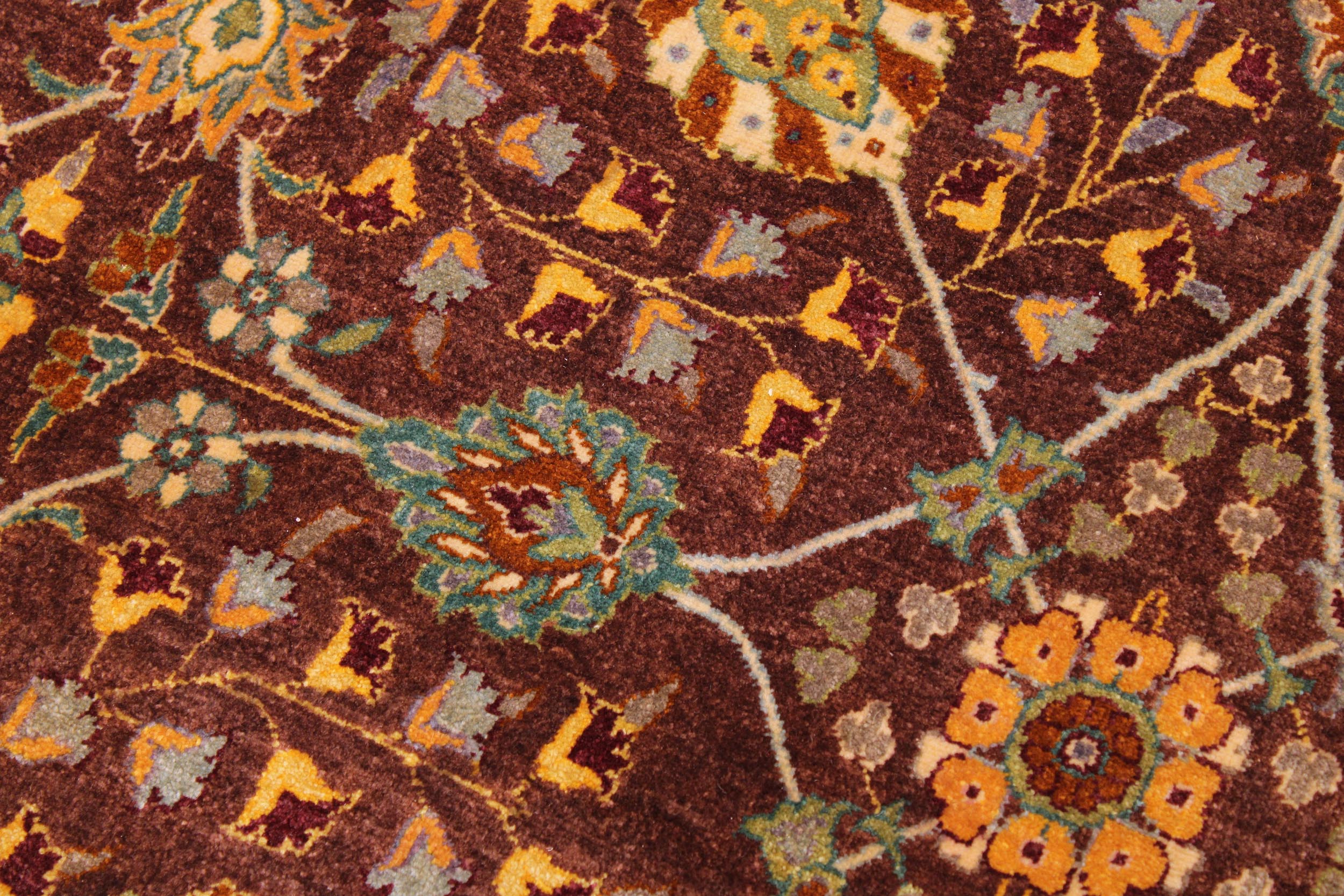 handmade Traditional Design Brown Lt. Green Hand Knotted RECTANGLE 100% WOOL area rug 9' x 12'