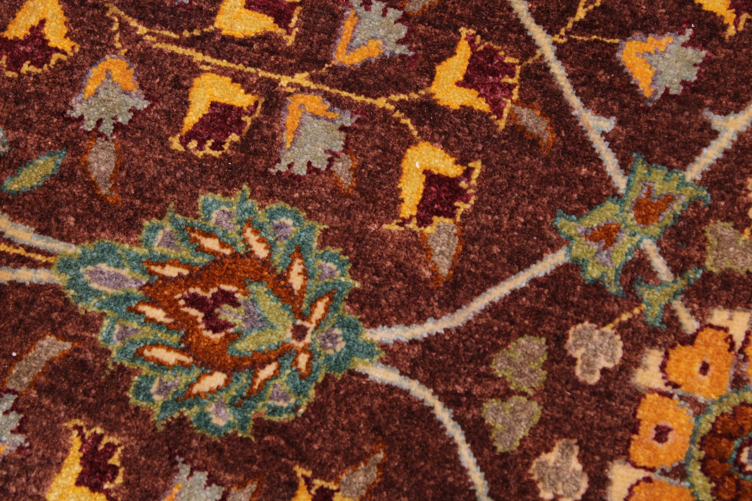 handmade Traditional Design Brown Lt. Green Hand Knotted RECTANGLE 100% WOOL area rug 9' x 12'