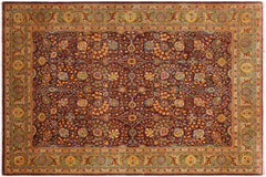 handmade Traditional Design Brown Lt. Green Hand Knotted RECTANGLE 100% WOOL area rug 9' x 12'