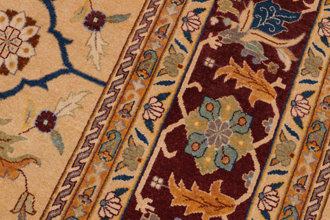 handmade Traditional Kafkaz Beige Wine Red Hand Knotted RECTANGLE 100% WOOL area rug 9x11