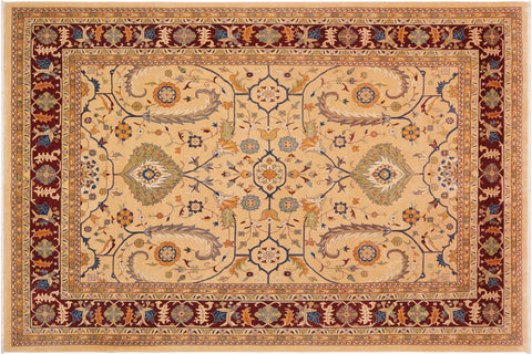 handmade Traditional Kafkaz Beige Wine Red Hand Knotted RECTANGLE 100% WOOL area rug 9x11