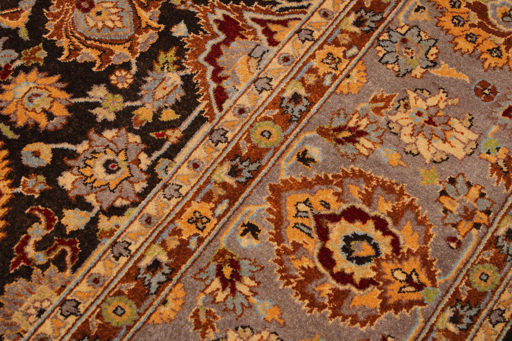 handmade Transitional Lahore Brown Lt. Gray Hand Knotted RECTANGLE 100% WOOL area rug 9' x 12'