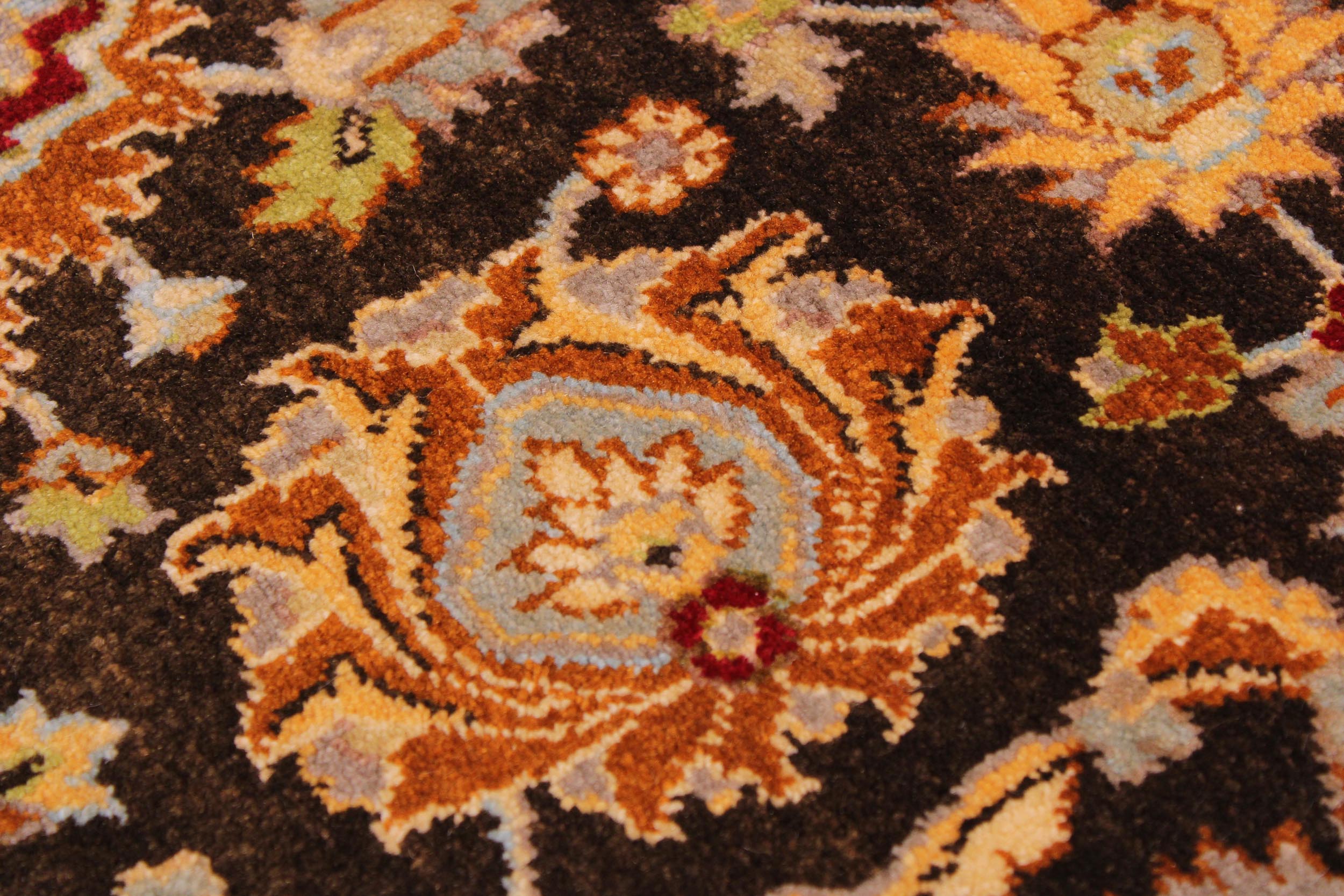 handmade Transitional Lahore Brown Lt. Gray Hand Knotted RECTANGLE 100% WOOL area rug 9' x 12'