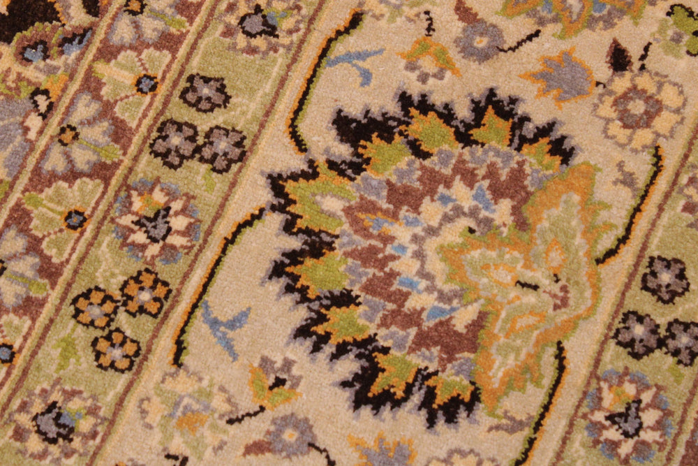 handmade Traditional Design Brown Tan Hand Knotted RECTANGLE 100% WOOL area rug 9' x 12'