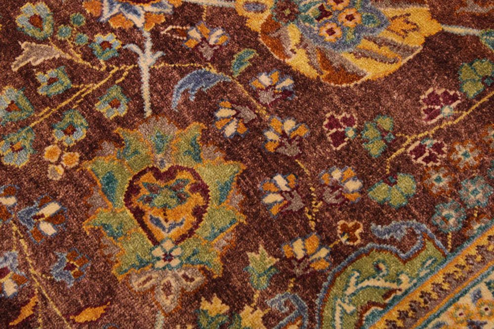 handmade Traditional Design Brown Lt. Green Hand Knotted RECTANGLE 100% WOOL area rug 9' x 12'