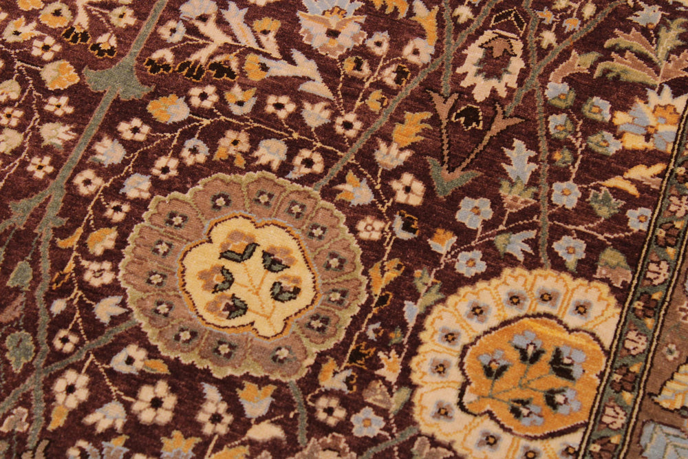 handmade Transitional  Brown Tan Hand Knotted RECTANGLE 100% WOOL area rug 9' x 12'