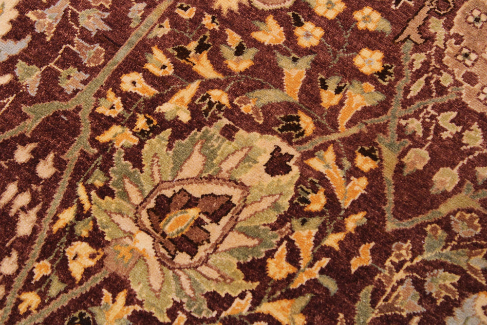 handmade Transitional  Brown Tan Hand Knotted RECTANGLE 100% WOOL area rug 9' x 12'