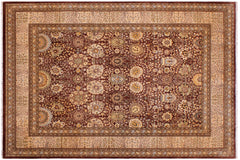 handmade Transitional  Brown Tan Hand Knotted RECTANGLE 100% WOOL area rug 9' x 12'