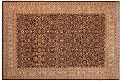 handmade Transitional Tabriz Brown Tan Hand Knotted RECTANGLE 100% WOOL area rug 9' x 12'
