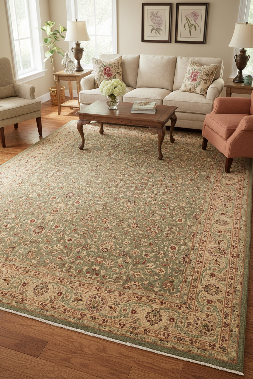 handmade Transitional Veg Dye Green Tan Hand Knotted RECTANGLE 100% WOOL area rug 9' x 12'