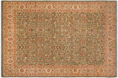 handmade Transitional Veg Dye Green Tan Hand Knotted RECTANGLE 100% WOOL area rug 9' x 12'