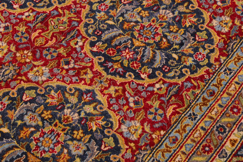 handmade Transitional Veg Dye Red Blue Hand Knotted RECTANGLE 100% WOOL area rug 9' x 12'