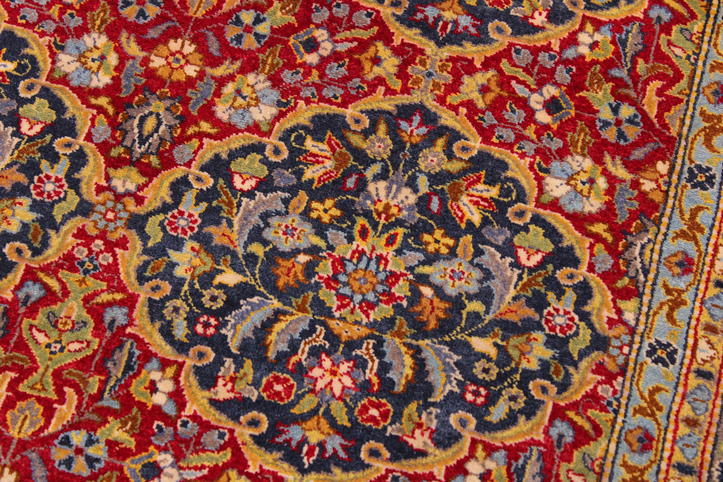 handmade Transitional Veg Dye Red Blue Hand Knotted RECTANGLE 100% WOOL area rug 9' x 12'
