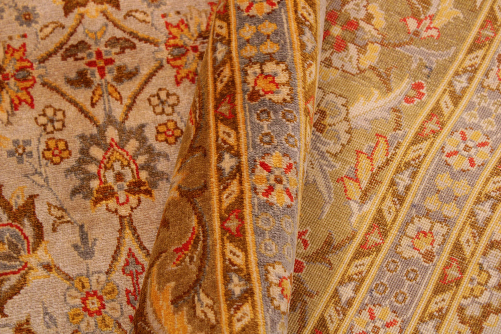 handmade Transitional Veg Dye Tan Gold Hand Knotted RECTANGLE 100% WOOL area rug 9' x 12'
