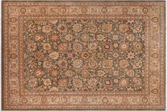 handmade Transitional Design Green Lt. Tan Hand Knotted RECTANGLE 100% WOOL area rug 9' x 12'