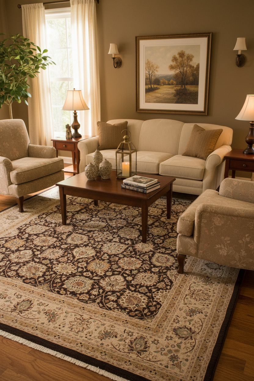handmade Transitional Design Brown Tan Hand Knotted RECTANGLE 100% WOOL area rug 9' x 12'