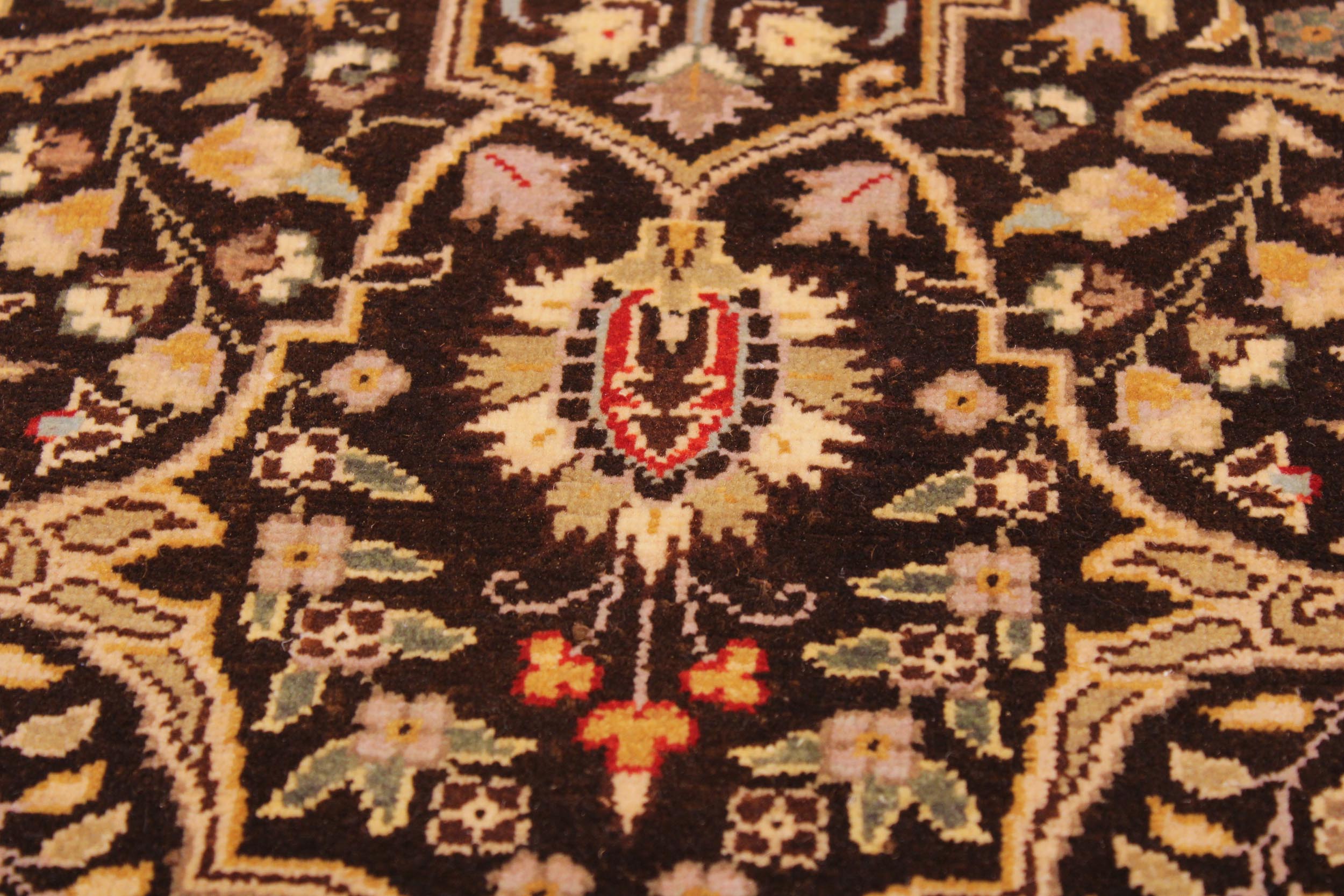 handmade Transitional Tabriz Brown Tan Hand Knotted RECTANGLE 100% WOOL area rug 9' x 12'