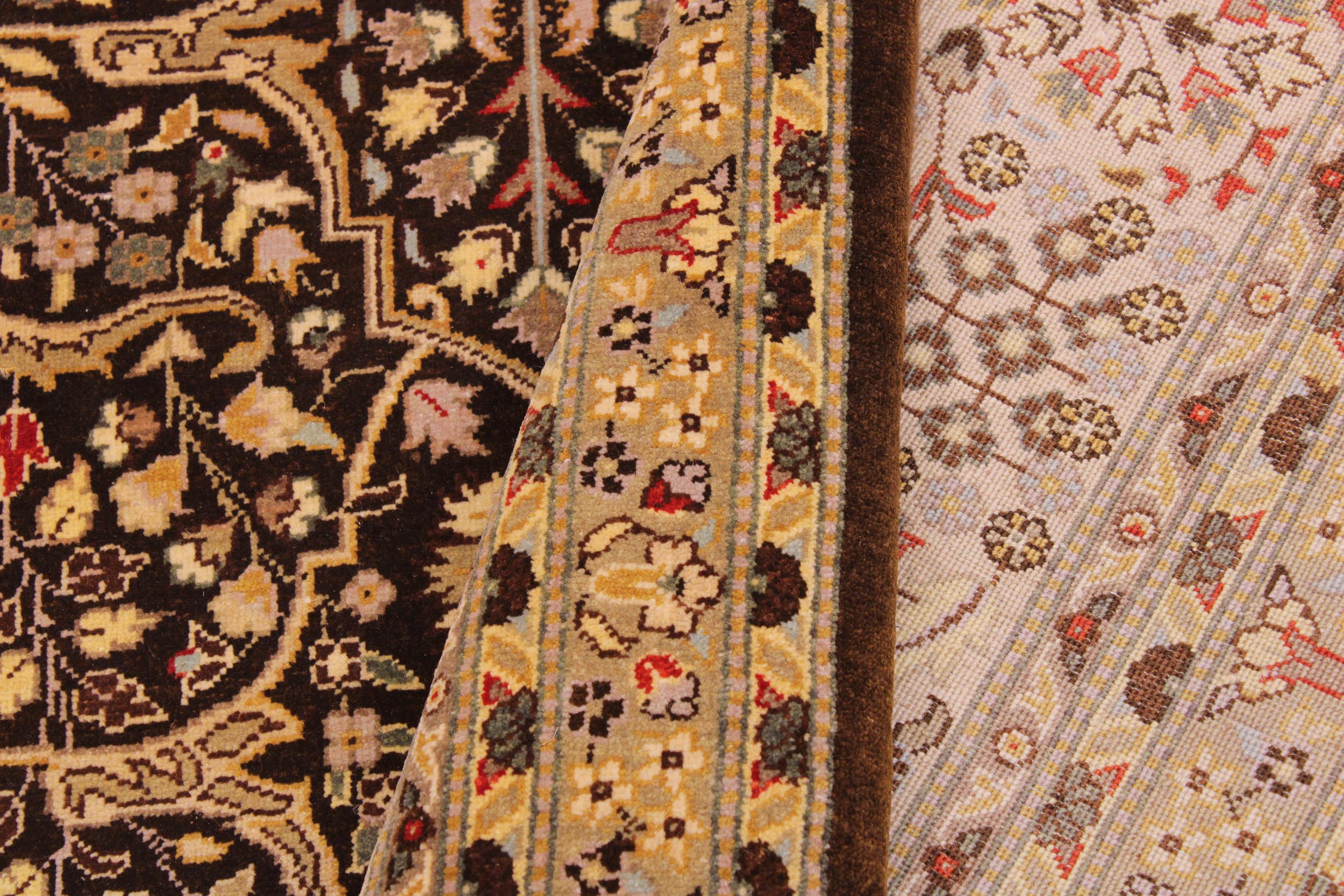 handmade Transitional Tabriz Brown Tan Hand Knotted RECTANGLE 100% WOOL area rug 9' x 12'