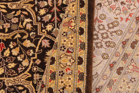 handmade Transitional Tabriz Brown Tan Hand Knotted RECTANGLE 100% WOOL area rug 9' x 12'