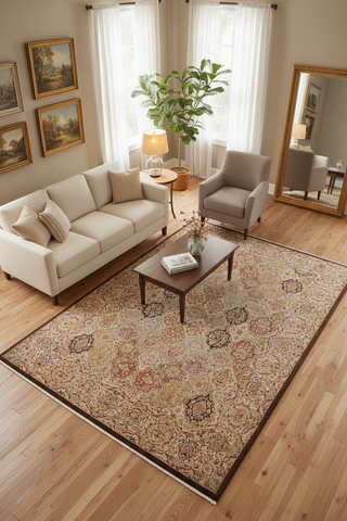 handmade Transitional Design Brown Multi Hand Knotted RECTANGLE 100% WOOL area rug 9' x 12'