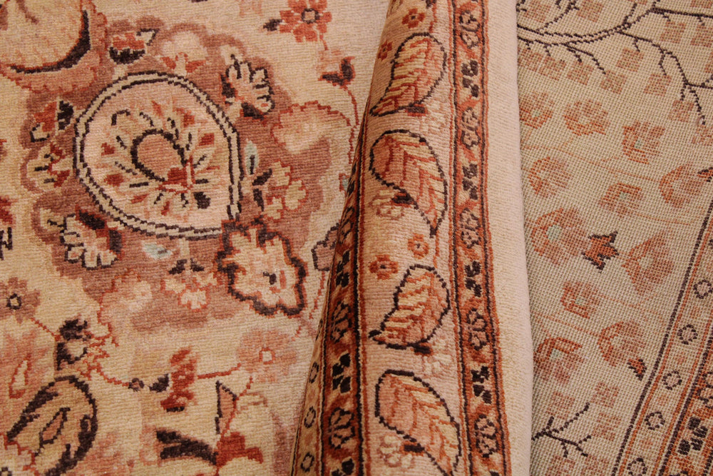 handmade Traditional Design Lt. Tan Lt. Tan Hand Knotted RECTANGLE 100% WOOL area rug 9' x 12'