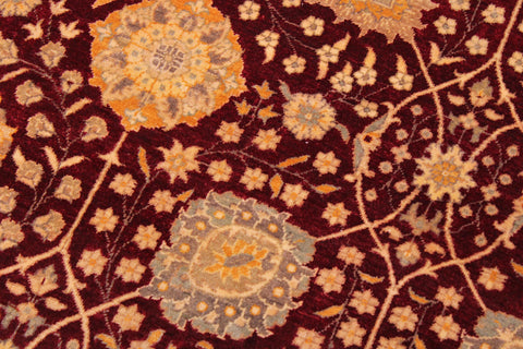 handmade Transitional Design Drk. Red Gold Hand Knotted RECTANGLE 100% WOOL area rug 9' x 12'