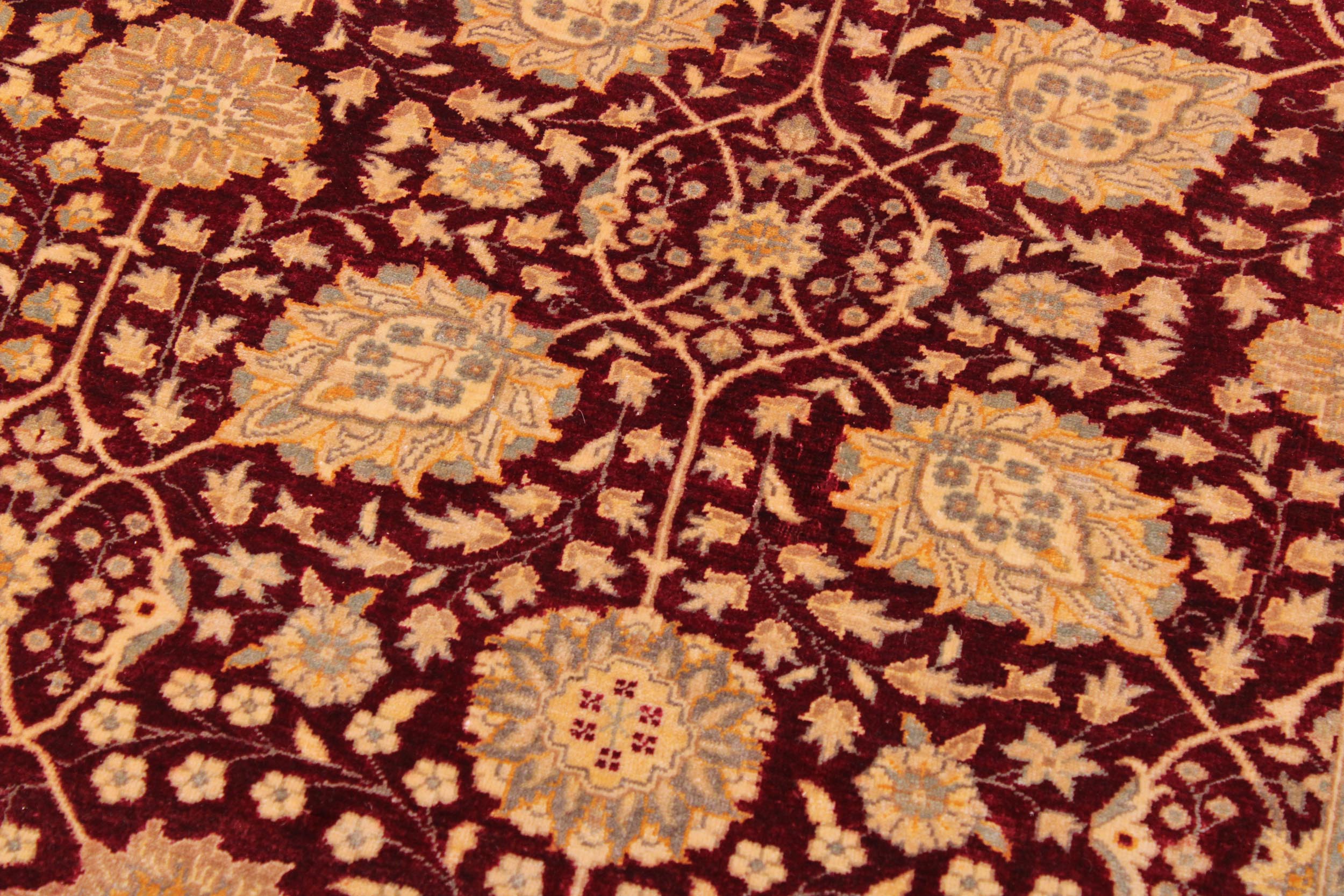handmade Transitional Design Drk. Red Gold Hand Knotted RECTANGLE 100% WOOL area rug 9' x 12'