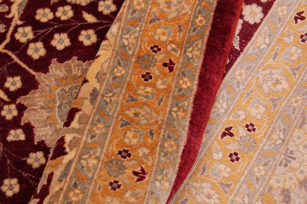 handmade Transitional Design Drk. Red Gold Hand Knotted RECTANGLE 100% WOOL area rug 9' x 12'