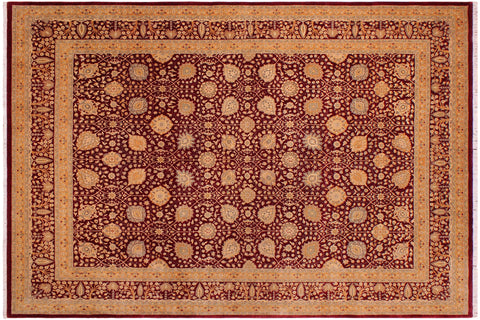 handmade Transitional Design Drk. Red Gold Hand Knotted RECTANGLE 100% WOOL area rug 9' x 12'