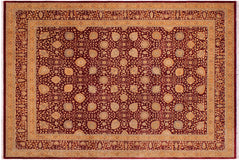 handmade Transitional Design Drk. Red Gold Hand Knotted RECTANGLE 100% WOOL area rug 9' x 12'