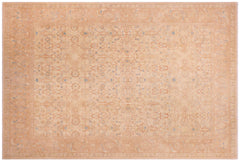 handmade Traditional Lahore Tan Rose Hand Knotted RECTANGLE 100% WOOL area rug 9' x 12'