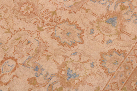 handmade Traditional Lahore Tan Rose Hand Knotted RECTANGLE 100% WOOL area rug 9' x 12'