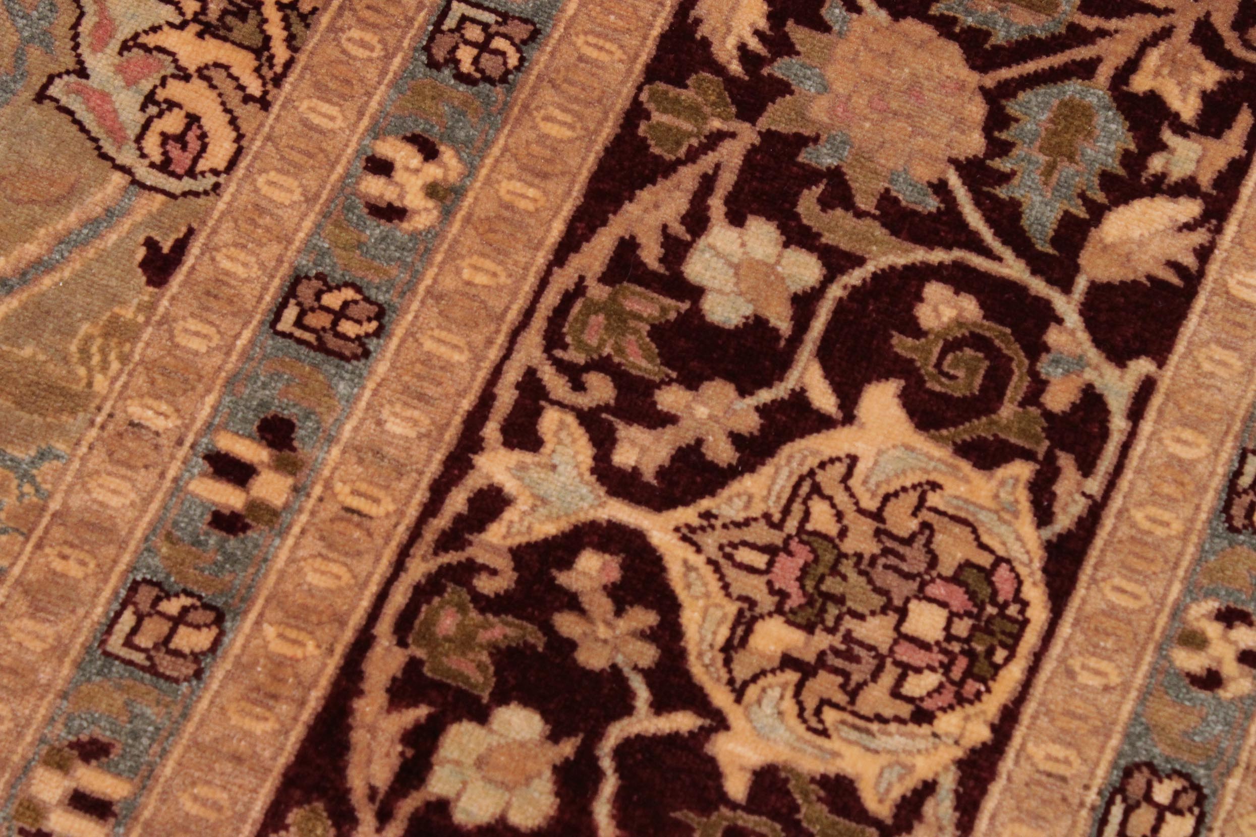 handmade Transitional Mujahid Gold Drk. Red Hand Knotted RECTANGLE 100% WOOL area rug 9x12