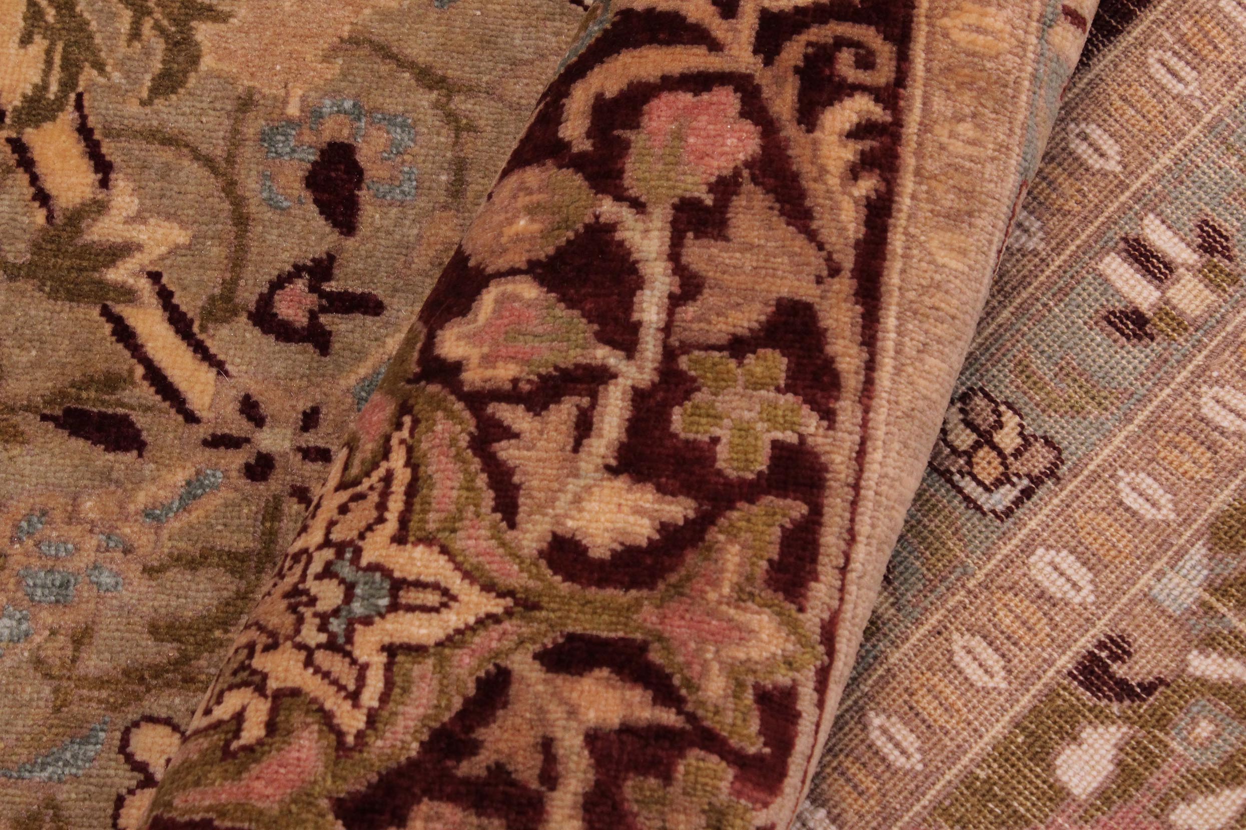 handmade Transitional Mujahid Gold Drk. Red Hand Knotted RECTANGLE 100% WOOL area rug 9x12
