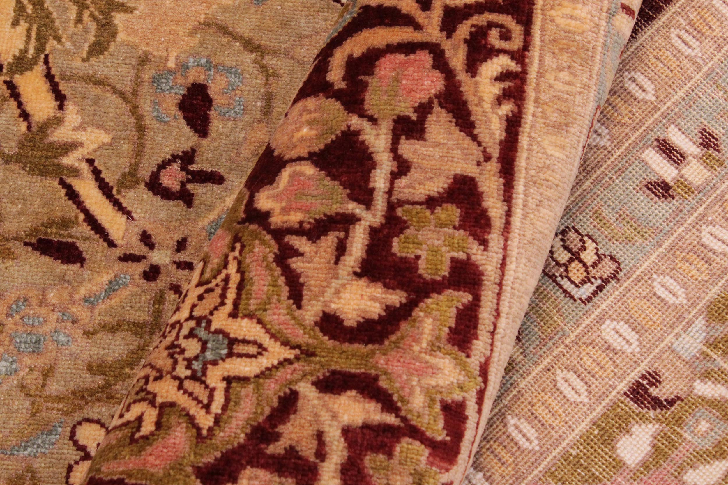 handmade Transitional Mujahid Gold Drk. Red Hand Knotted RECTANGLE 100% WOOL area rug 9x12