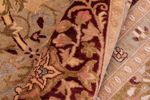 handmade Transitional Mujahid Gold Drk. Red Hand Knotted RECTANGLE 100% WOOL area rug 9x12