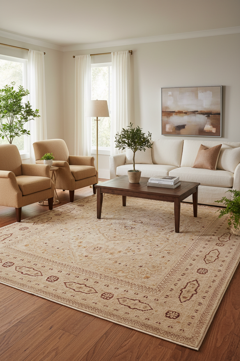 handmade Traditional Design Tan Tan Hand Knotted RECTANGLE 100% WOOL area rug 9' x 12'