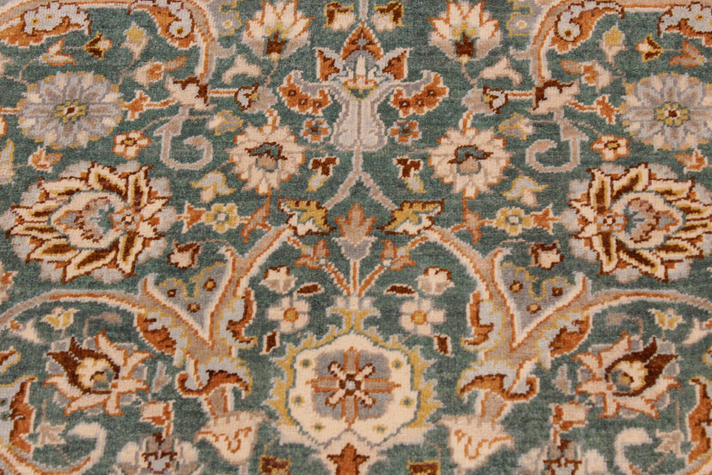 handmade Transitional Design Green Ivory Hand Knotted RECTANGLE 100% WOOL area rug 9' x 12'