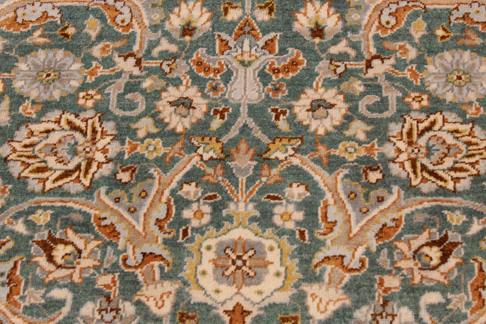 handmade Transitional Design Green Ivory Hand Knotted RECTANGLE 100% WOOL area rug 9' x 12'