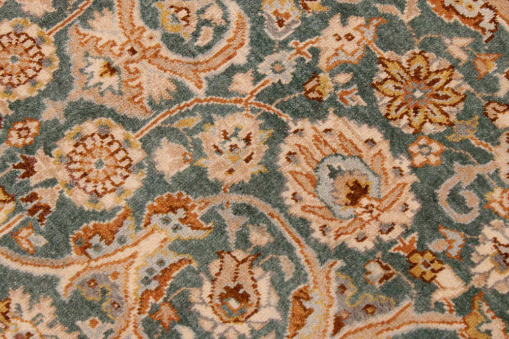 handmade Transitional Design Green Ivory Hand Knotted RECTANGLE 100% WOOL area rug 9' x 12'