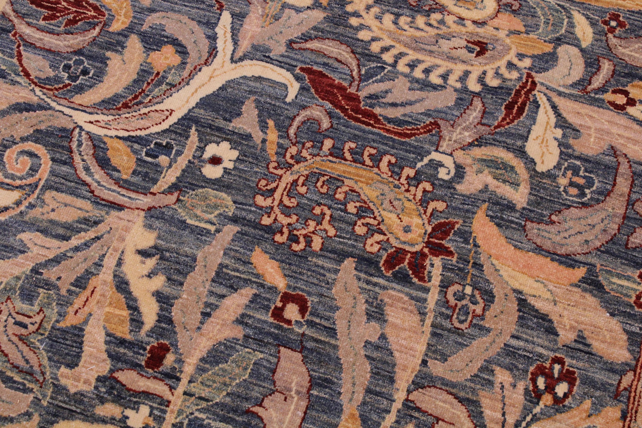 handmade Transitional Lahore Blue Aubergine Hand Knotted RECTANGLE 100% WOOL area rug 9' x 12'